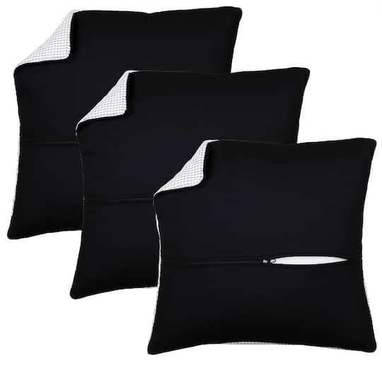 Thea Gouverneur Since 1959® 16" x 16" Black Pillow Back Panels with Zipper, 3ct.